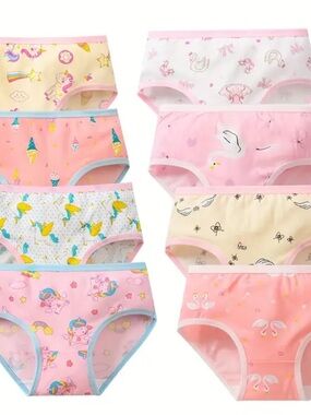 1-pack of 8 Girls' mixed Cotton Briefs